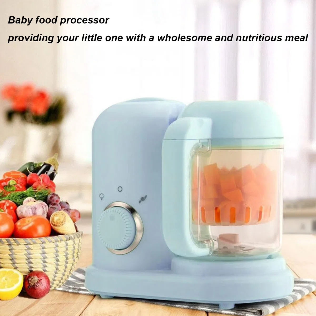 Babynahrungszubereiter Babynahrungsprozessor Zerkleinerer Dampfgarer Mixer Pürierer Mühle mit automatischer Koch- und Mahlfunktion, One Step, BPA-frei, selbstreinigend