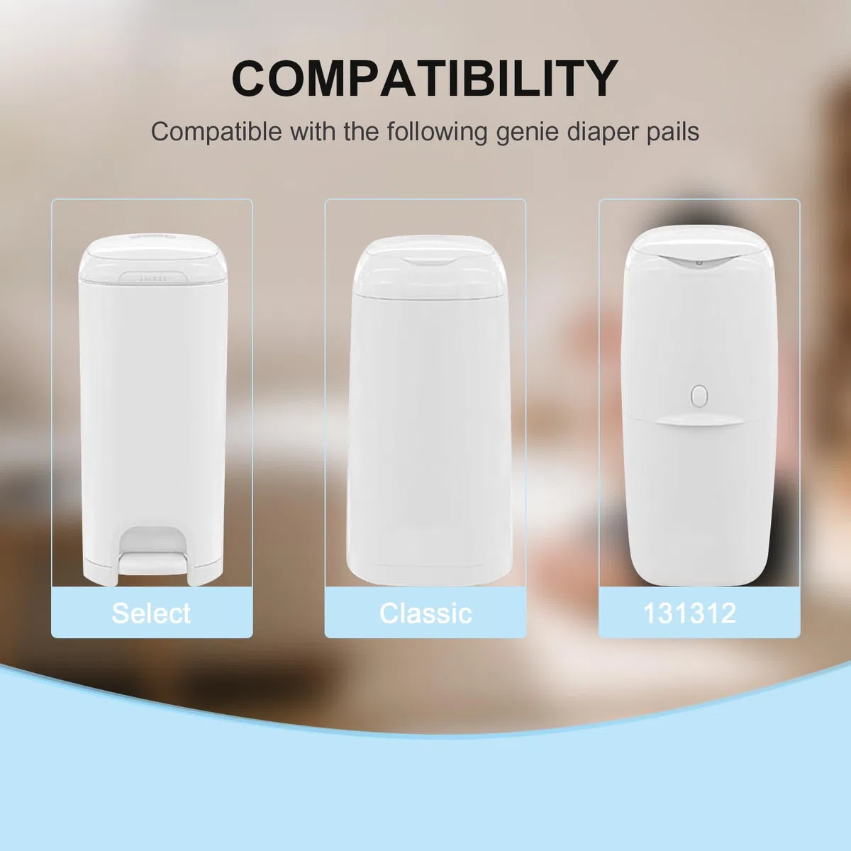 Jumbo+ quadratische Nachfüllbeutel, kompatibel mit Diaper Genie Compact, Classic und Select Eimern, für bis zu 1080 Windeln in Neugeborenengröße, 3 Stück