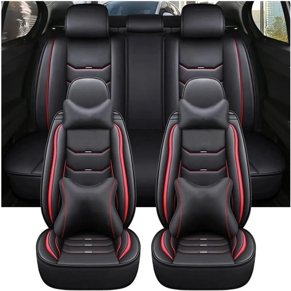 Autositzbezug Autositzbezug-Sets für Nissan für Tiida für Sitzbezüge Autozubehör Innenraum Autositzbezug Komplettset vorne und hinten(6)