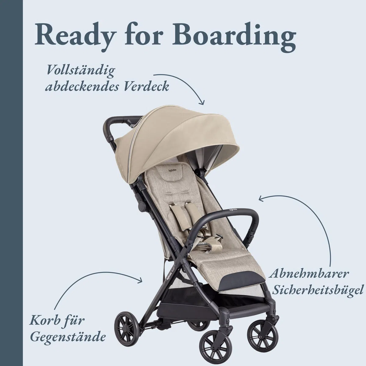 Inglesina Quid² Kinderwagen, leicht, bis 22 kg, kompakt und leicht, ideal für Flugzeuge, Alpaca Beige
