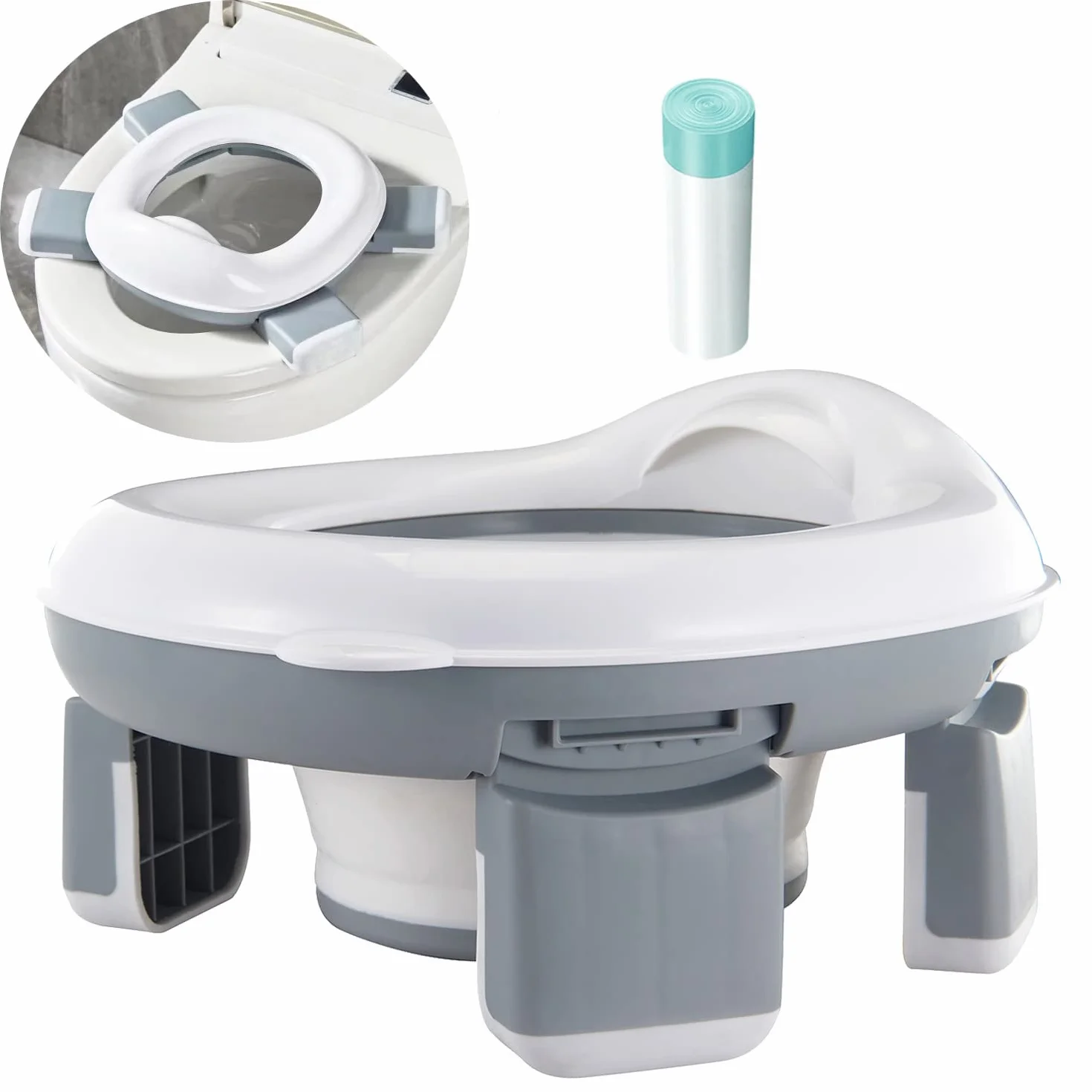 PandaEar Faltbares Kinder Töpfchen für Unterwegs | Reisetöpfchen Kinder Toilettensitz, WC Sitz Klositz Toiletten Kinderklo, Portable Travel Potty Training Toilet | Baby Töpfchen to go