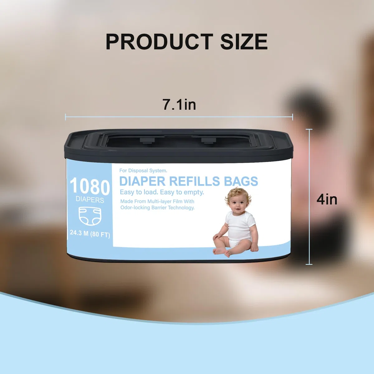 Jumbo+ quadratische Nachfüllbeutel, kompatibel mit Diaper Genie Compact, Classic und Select Eimern, für bis zu 1080 Windeln in Neugeborenengröße, 3 Stück