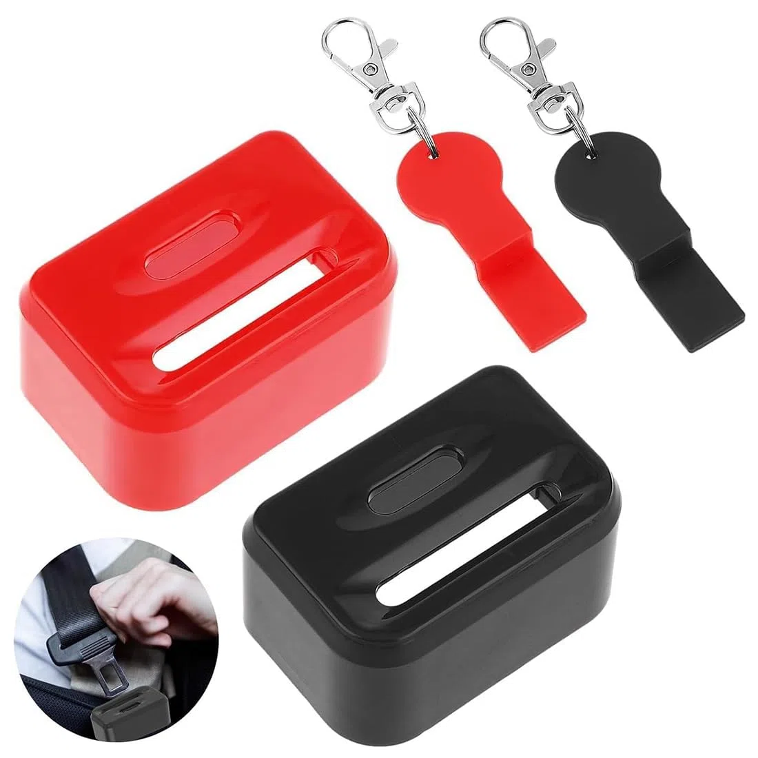 Generic 2 Schwarze Auto Gurtschloss Adapter,Autositz Kindersitz Gurt Sicherungen,Abschnallschutz Kindersitz,Unviersal Gurtschloss Abdeckung