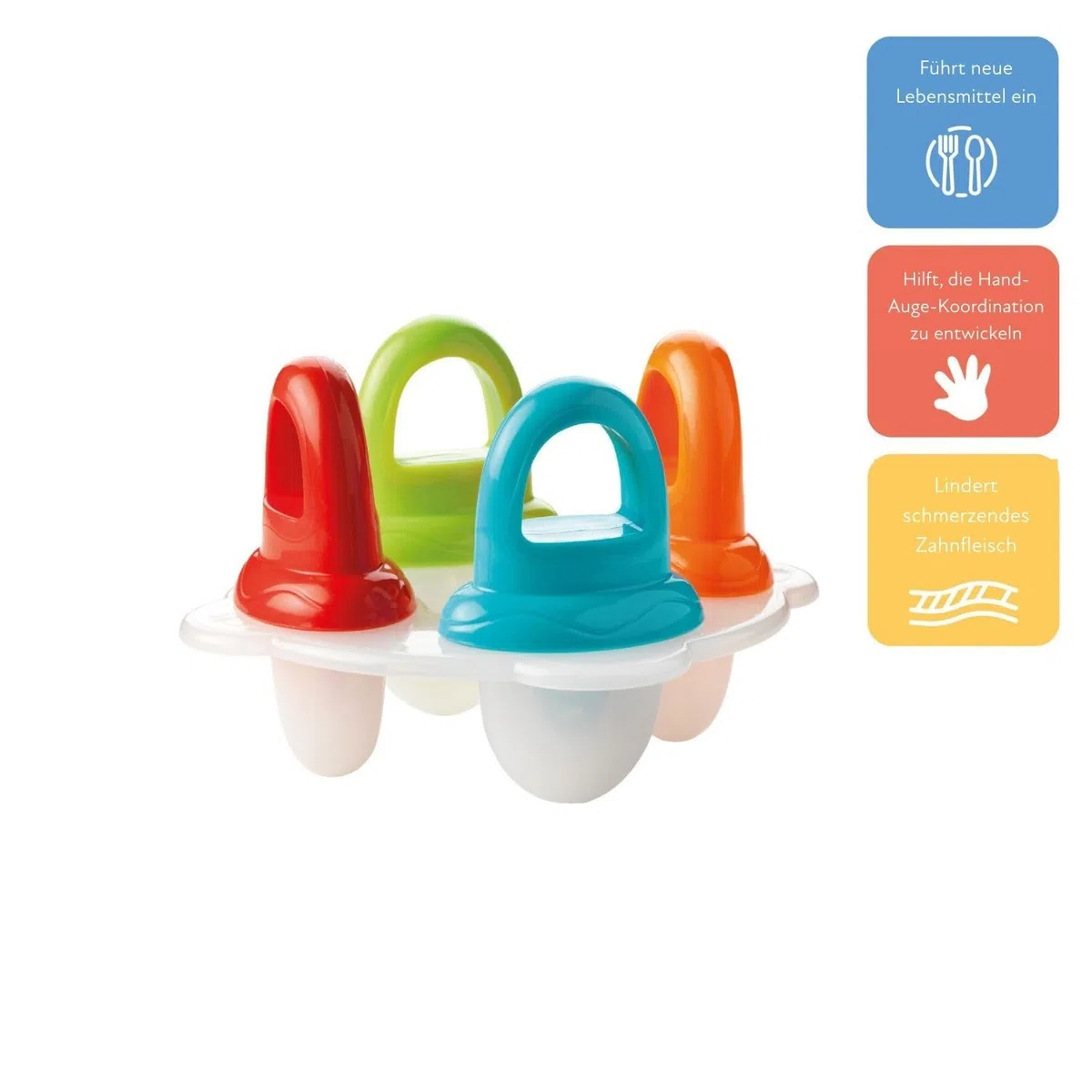 Nuby - Eisformen - Eis am Stiel für Babys und Kleinkinder - Schnullerformen in bunten Farben zum entfrieren - 6+ Monate