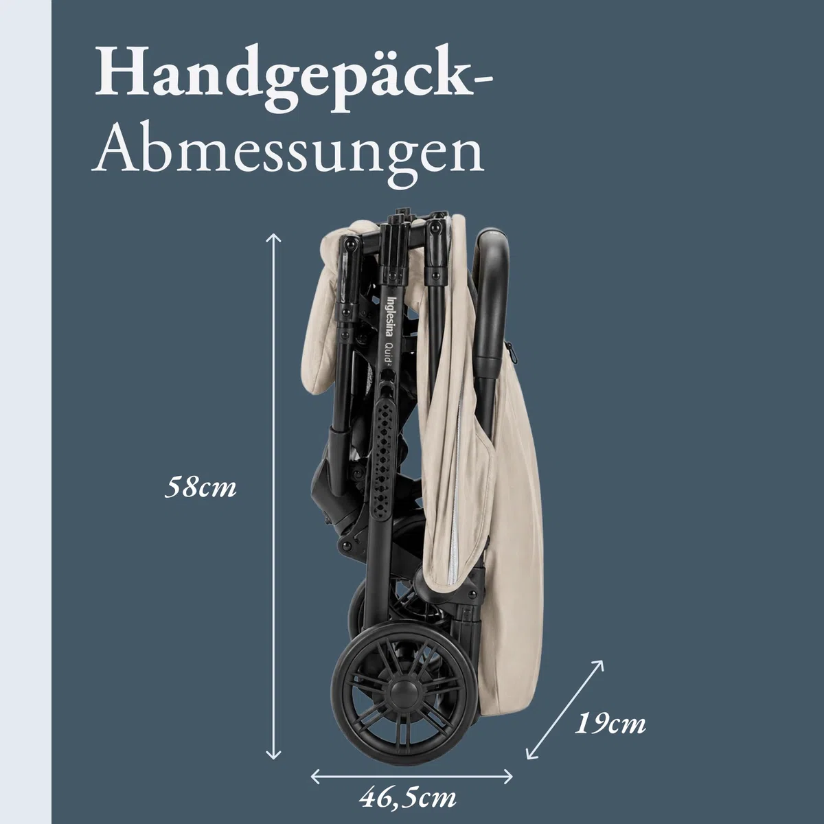 Inglesina Quid² Kinderwagen, leicht, bis 22 kg, kompakt und leicht, ideal für Flugzeuge, Alpaca Beige
