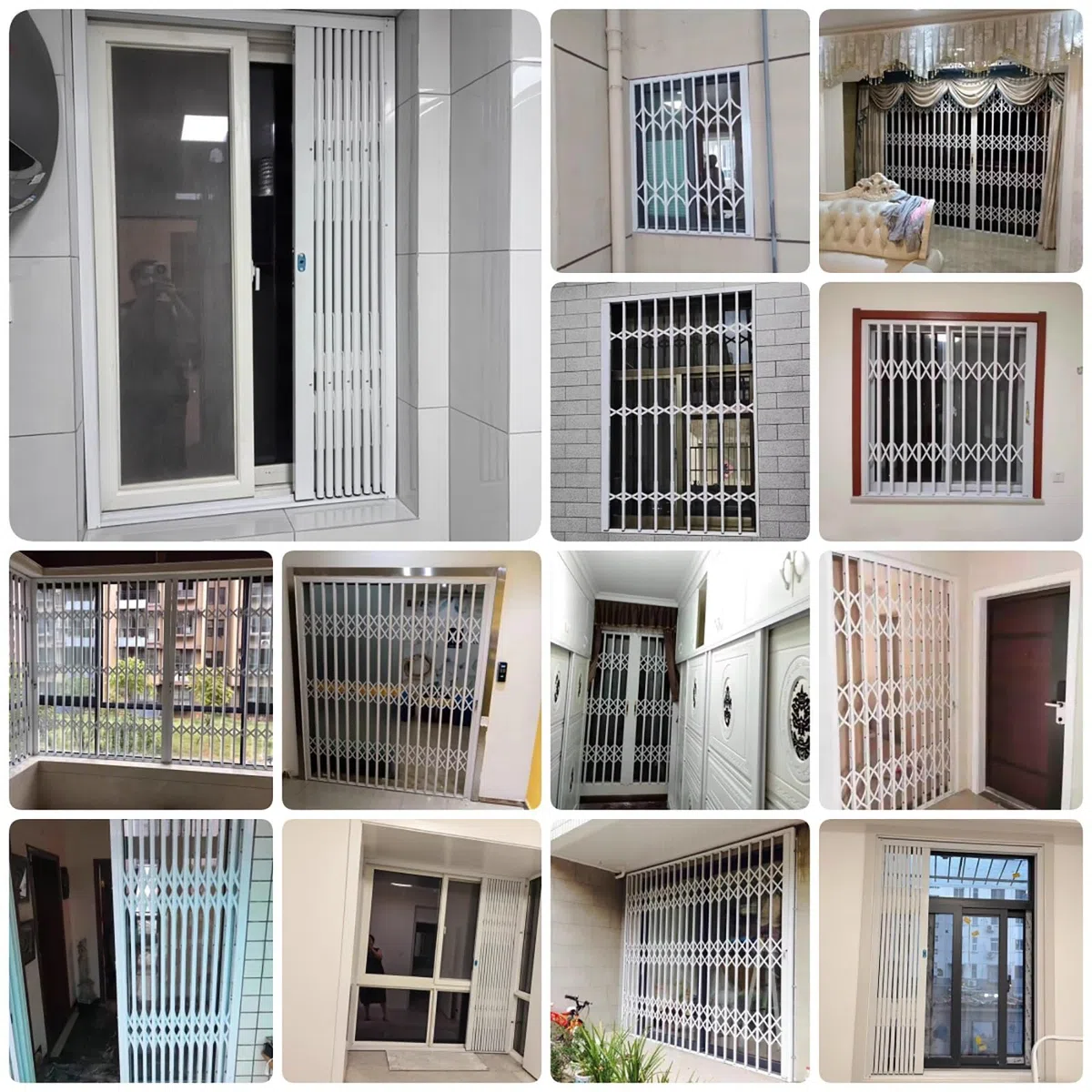 Abschließbares faltbares einziehbares Fenstergitter - Diebstahlschutzgitter für Schiebetüren Einbruchschutz für Wohnungen & Schlafsäle (B43,3 x H71 Zoll)