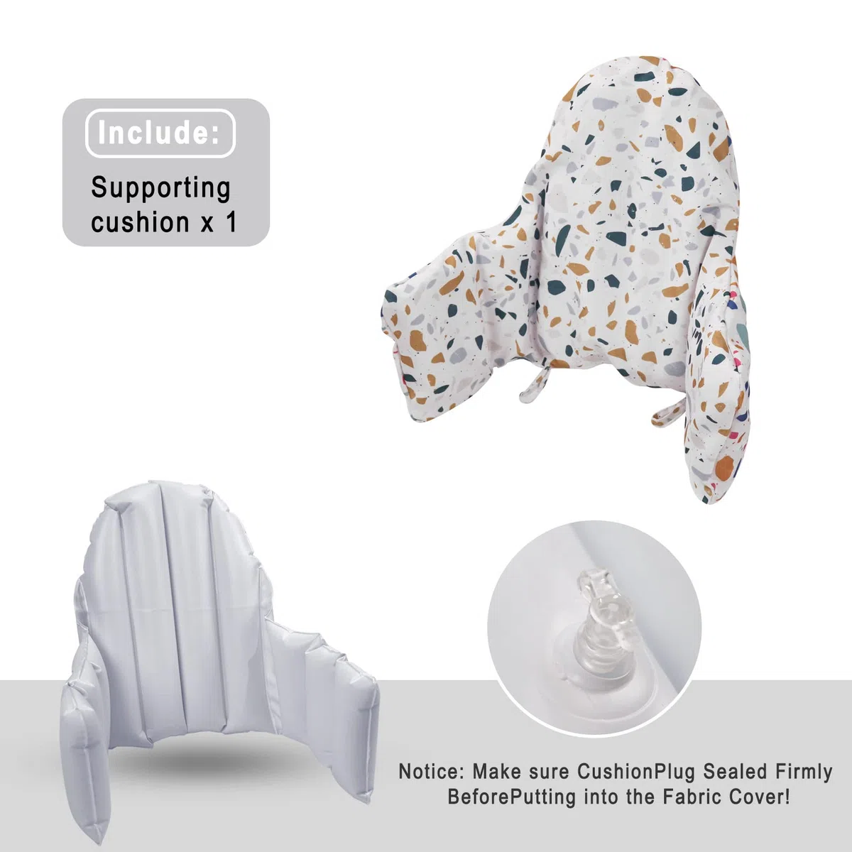 Kissen Für IKEA Antilop Hochstuhl, Eingebautes Aufblasbares Sitzkissen, Baby Sitzt Bequemer (Farbe Stein)