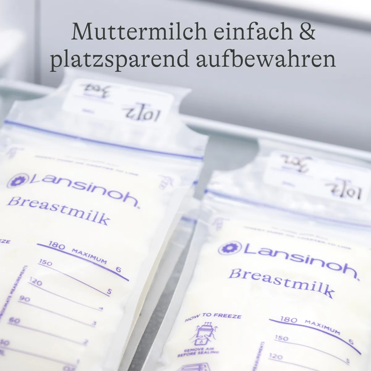 Lansinoh Muttermilchbeutel - 75 Stück - zum sicheren Aufbewahren und Einfrieren von Muttermilch - hygienisch & platzsparend