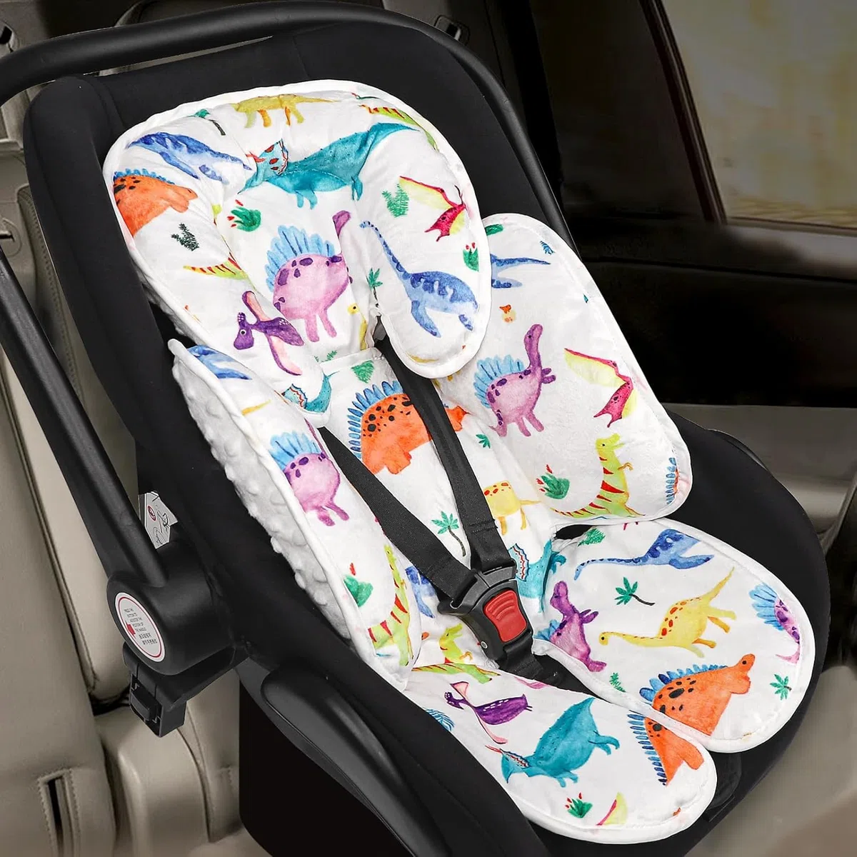 Hooyax Baby Autositz-Kissen, Kopf- und Körperstütze für Babyschalen, Einlage für Babyschalen, Kopfstützenkissen für Neugeborene für Kinderwagen, Babywippen, Schaukeln, Dinosaurier