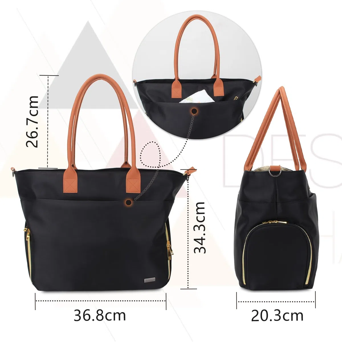 Teamoy Milchpumpen Tasche, kompatibel mit Spectra S1, S2, Medela und Kühltasche, Aufbewahrungstasche für Milchpumpen und Laptop mit Ledergriff für Berufstätige Mütter, Schwarz (NUR TASCHE)