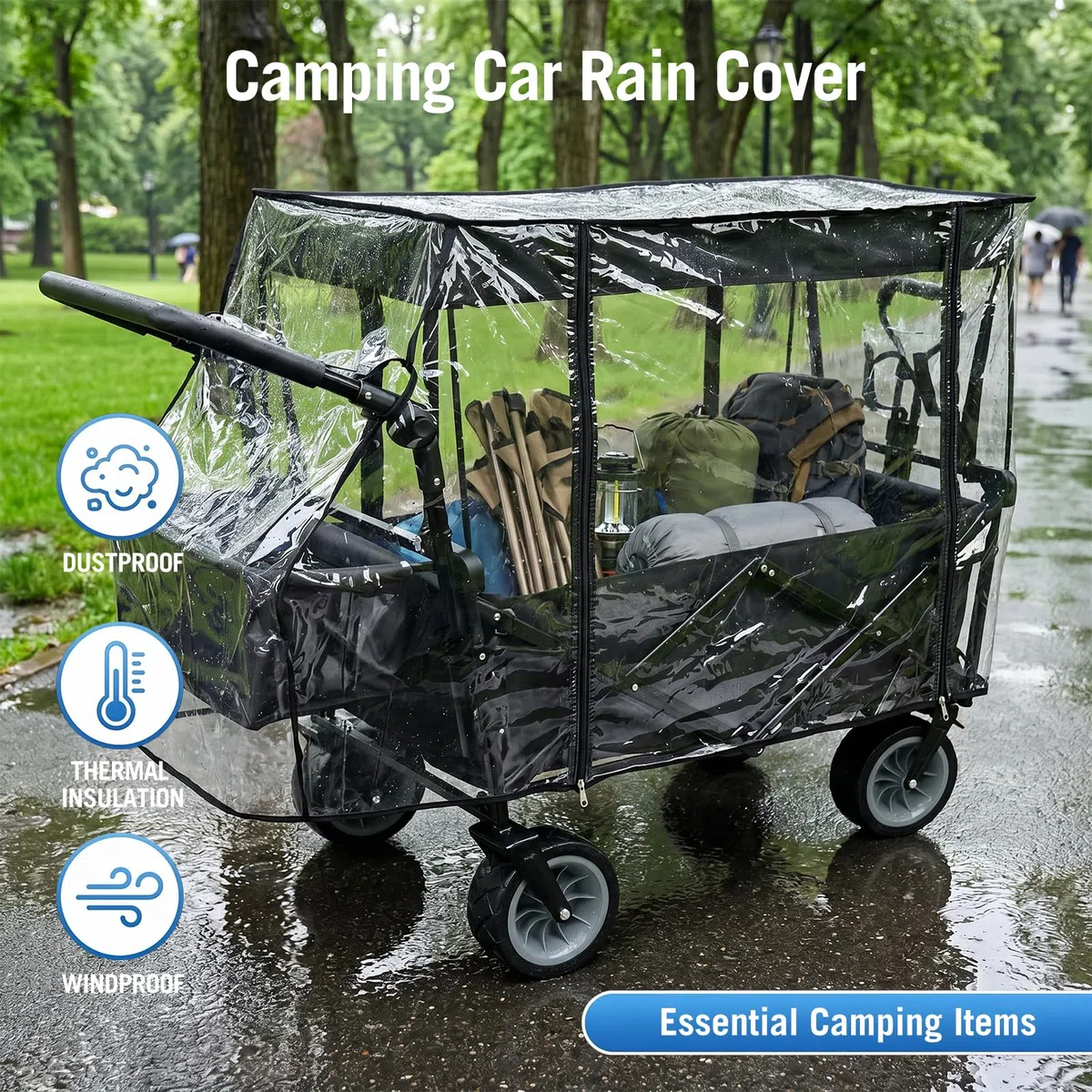 Bollerwagen Regenschutz, Universal Bollerwagen Regenschutz, 115 X 51 X 75 cm Regenverdeck, Regenabdeckung Transparent für Regenplane Klappbaren Bollerwagen Campingwagen Handwagen Universal Kinder