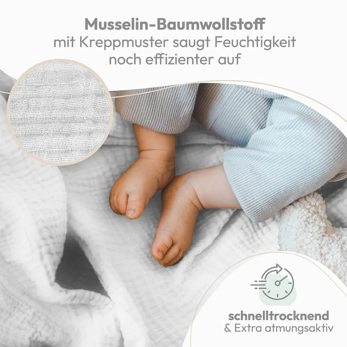 Laleni Spucktücher Baby im 10er Set aus Reiner Baumwolle - schadstofffreie Mulltücher weich 70x70 - saugstarke Mussellintücher Baby - Musselin Tuch als Mullwindel - waschbare Mulltücher - Weiß