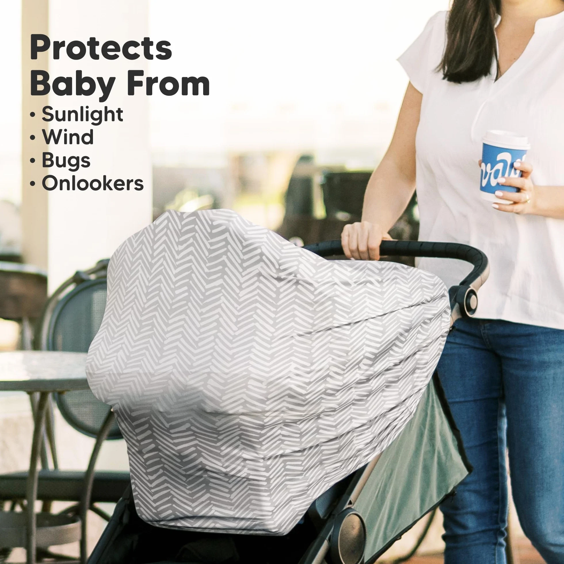KeaBabies Stilltuch für Unterwegs - Multifunktionale Autositzbezüge für Baby, Weich & Atmungsaktiv Nursing Breastfeeding Cover, Babyautositzbezug für Mädchen, Junge Kinderwagenbezug (Herringbone)