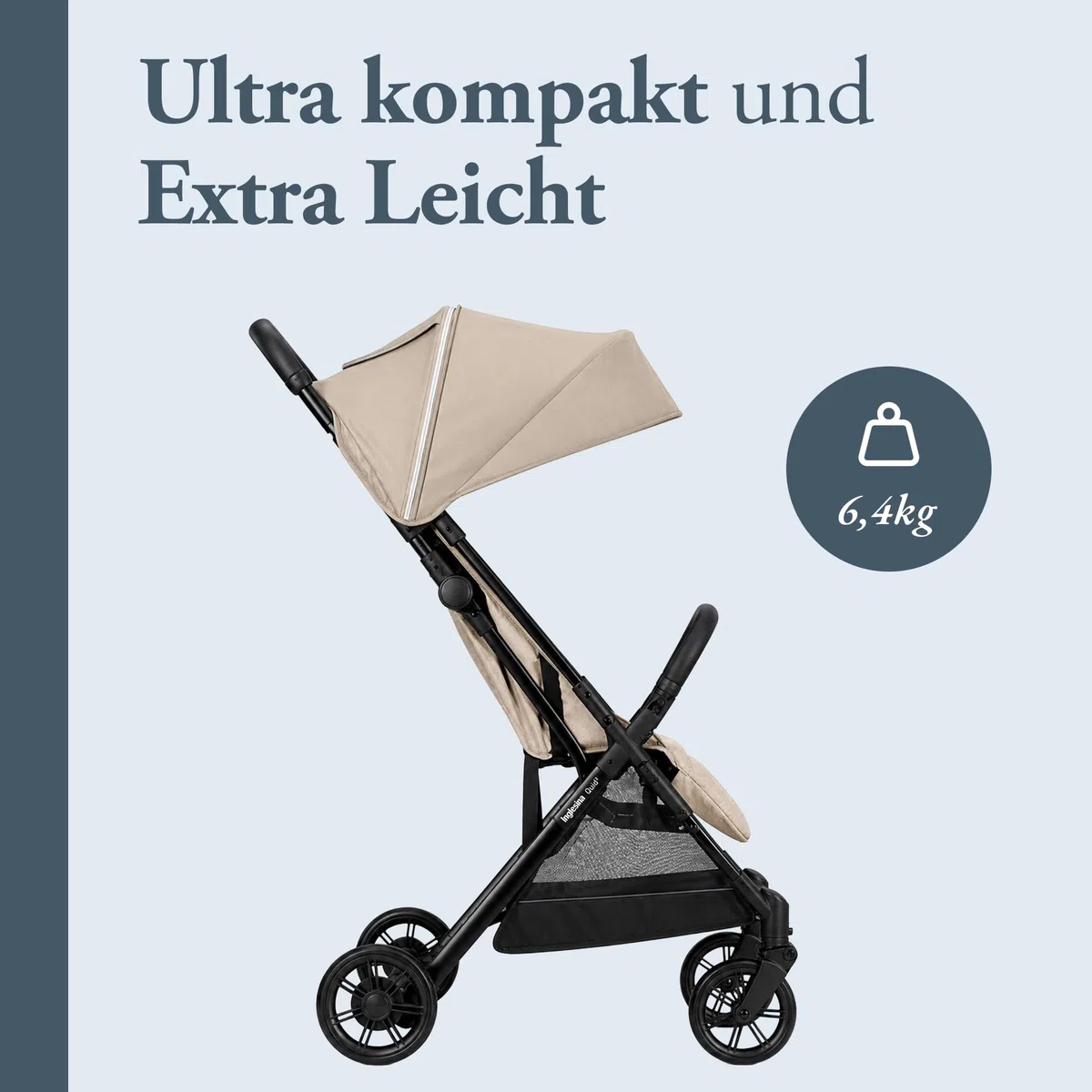 Inglesina Quid² Kinderwagen, leicht, bis 22 kg, kompakt und leicht, ideal für Flugzeuge, Alpaca Beige