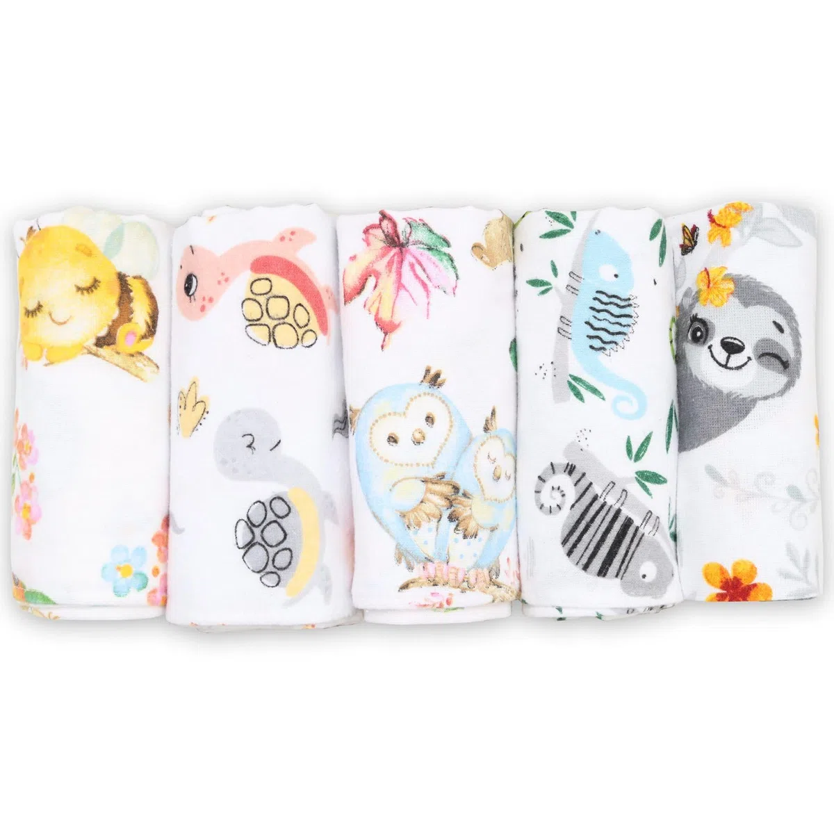 FENSILO Moltontücher, 5er Pack-Flanellwindeln aus 100% Baumwolle-80x80cm, Spucktücher Baby, Flanell Moltontuch Spucktücher für Jungen oder Mädchen