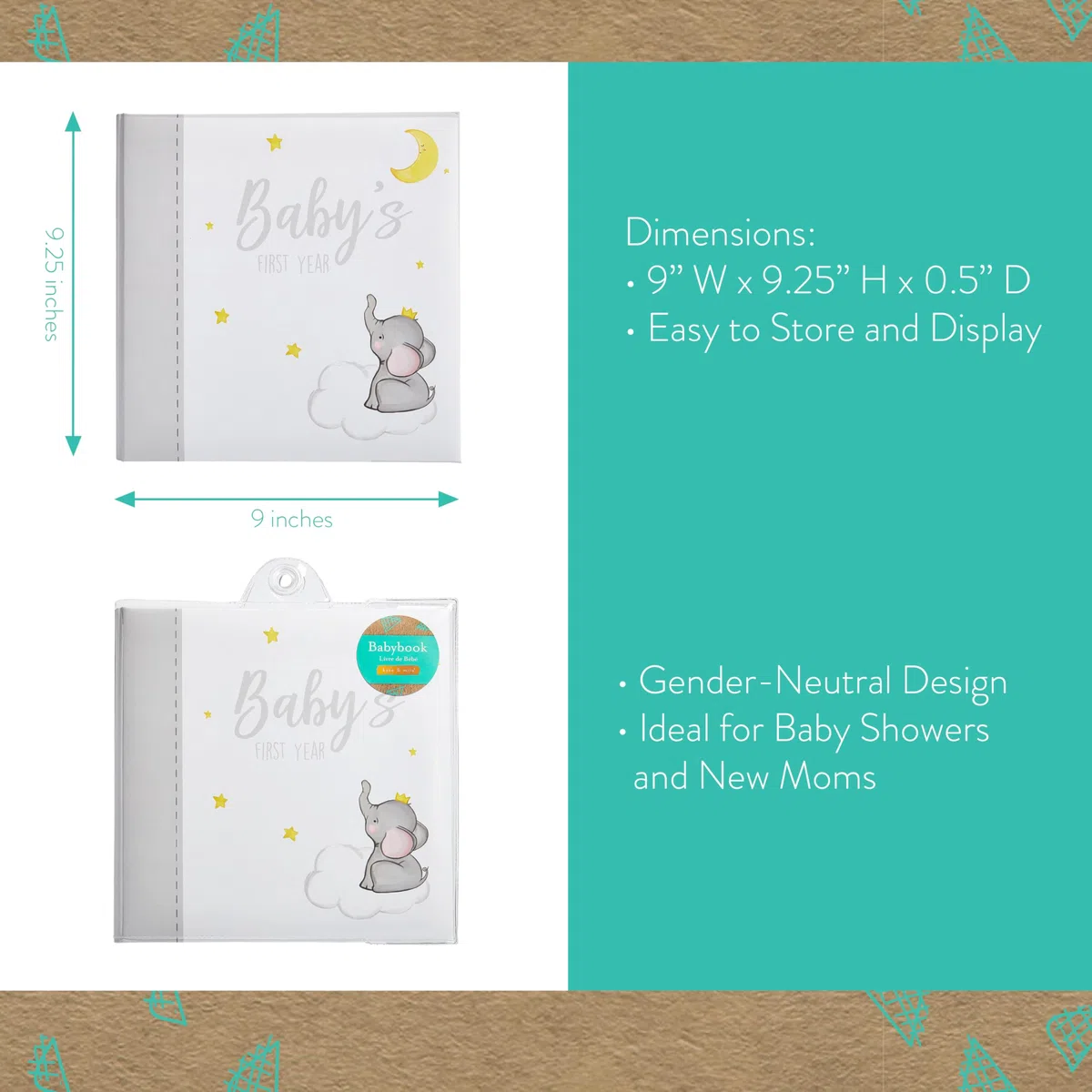 Kate & Milo Baby-Erinnerungs-Tagebuch zum ersten Jahr des Babys, unisex, Erinnerungsbuch, Babyerinnerung, Elefant