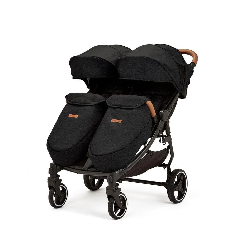 Ickle Bubba Venus Prime Doppel-Kinderwagen - Leichter faltbarer Zwillingskinderwagen mit Kokon für Neugeborene, 2 gesteppte Fußwärmer & Regenschutz, geeignet ab Geburt bis 15 kg (ca. 3 Jahre