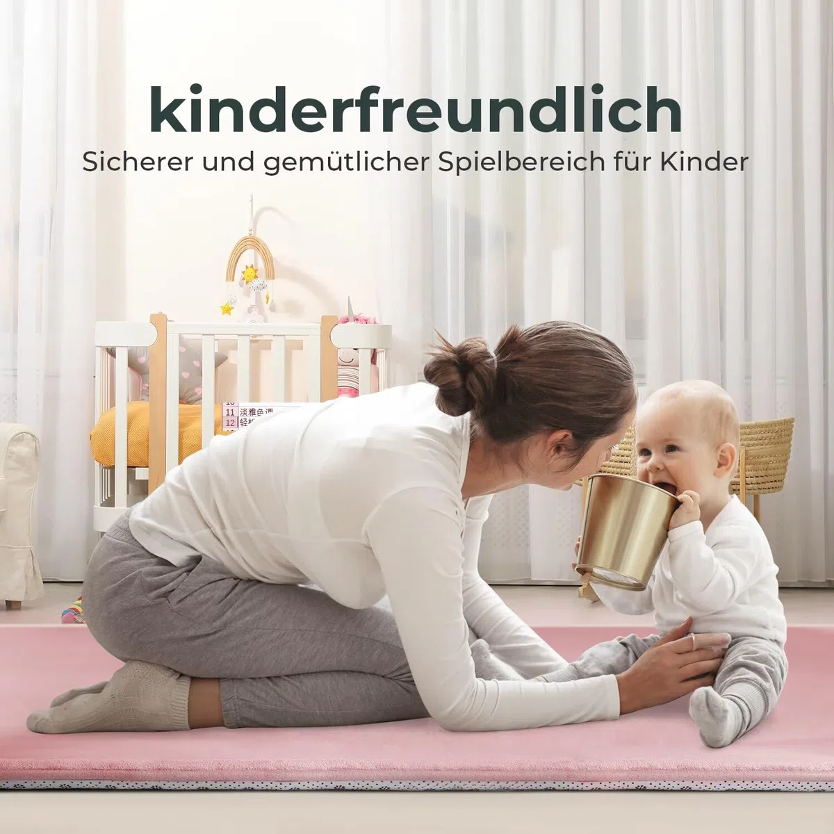 Krabbelmatte für Baby, 200×300×3CM Kinderteppich, rutschfest,