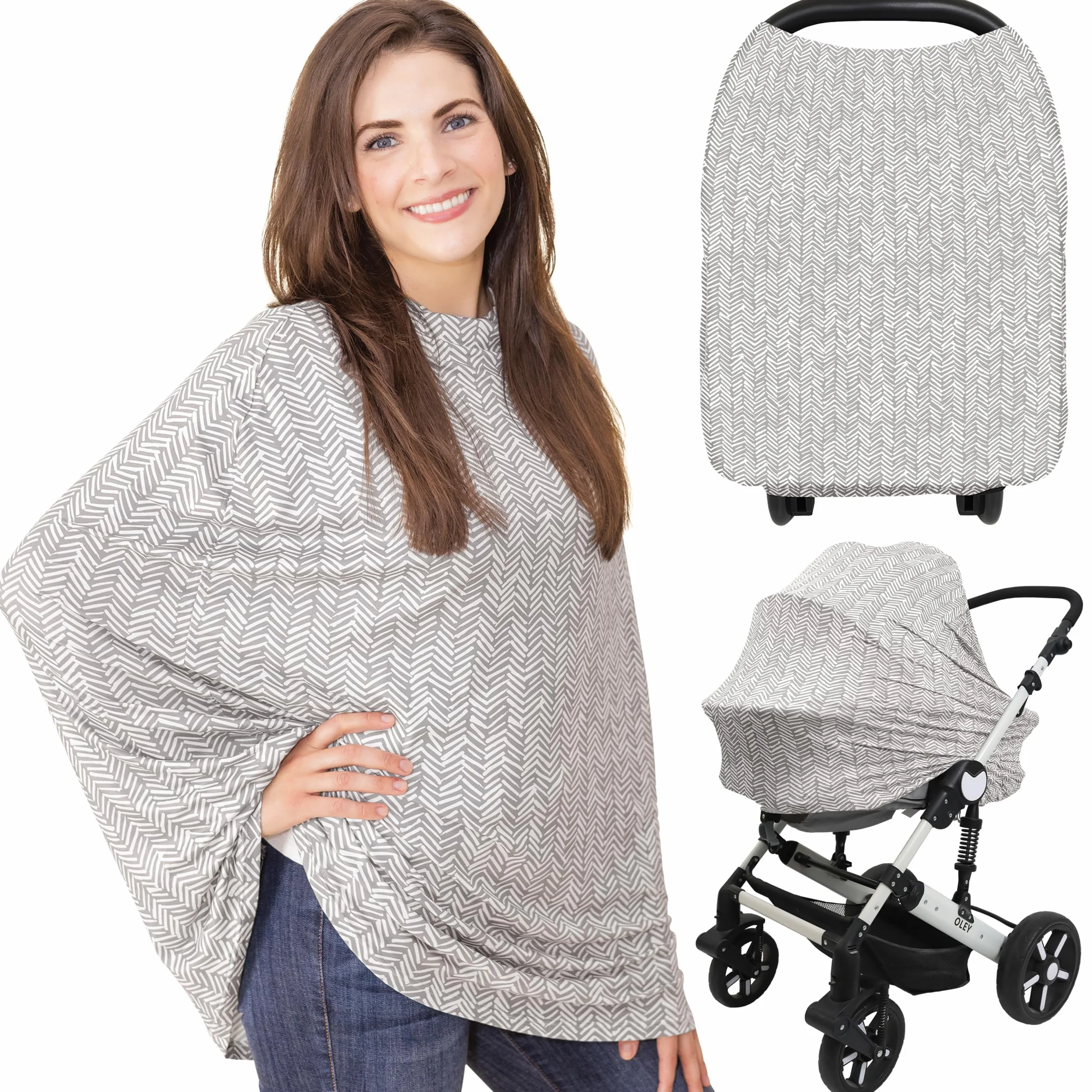 KeaBabies Stilltuch für Unterwegs - Multifunktionale Autositzbezüge für Baby, Weich & Atmungsaktiv Nursing Breastfeeding Cover, Babyautositzbezug für Mädchen, Junge Kinderwagenbezug (Herringbone)