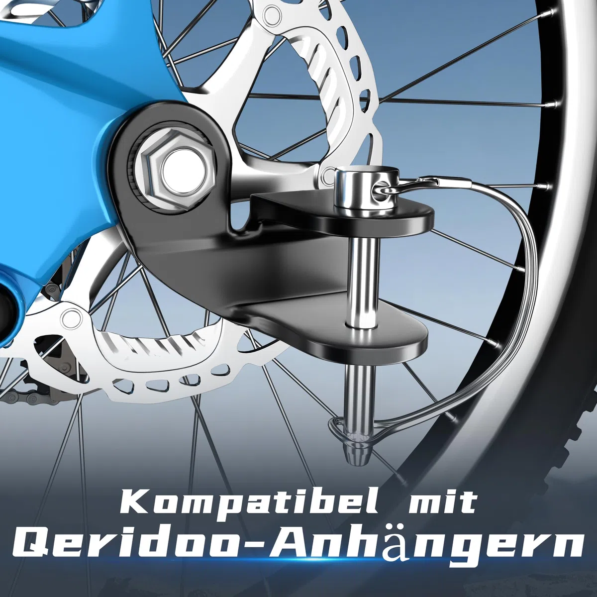 Fahrradanhänger Kupplung für Qeridoo Fahrradanhänger, Stabile Fahrrad Anhängerkupplung mit Sicherheitsstift, Fahrradkupplung für Hundeanhänger, Kinderanhänger, Lastenanhänger