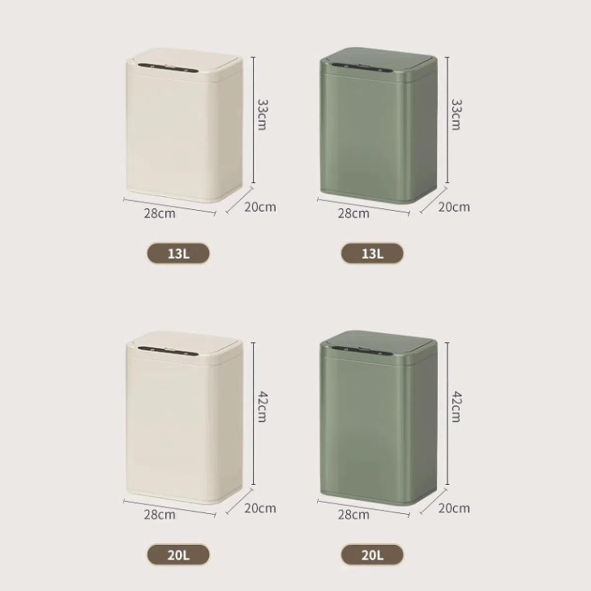 GLigeT Cubo de basura Intelligenter Sensor Mülleimer Haushalt Edelstahl Wohnzimmer Küche mit Deckel Licht Luxus Automatische Toilettenpapierkorb Contenedor de basura(Green,25L)