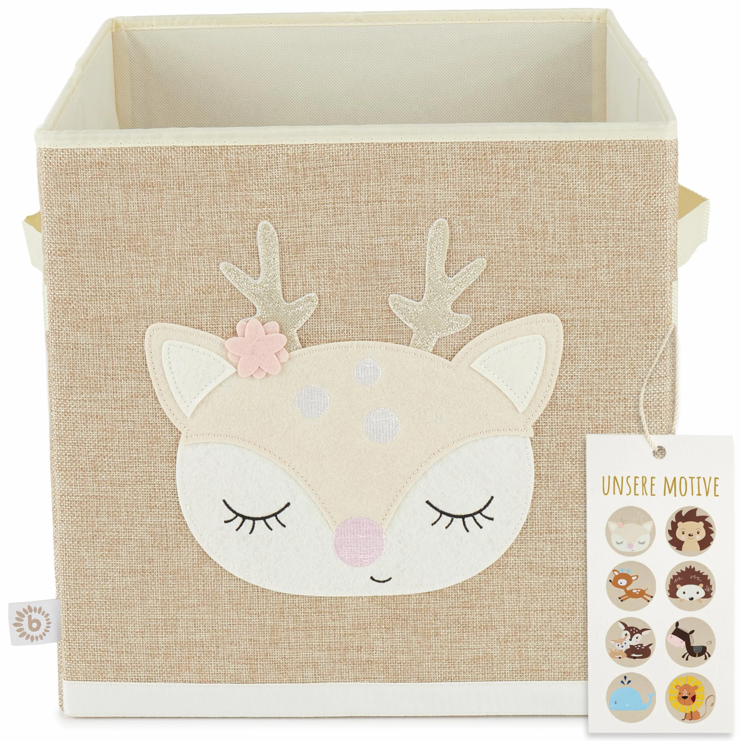 Bieco Aufbewahrungsbox Kinder | REH Ella Motiv ca. 36L faltbar | Süße Spielzeug Kiste für Kallax Regal | Aufbewahrungsbox 33x33x33 | Kallax Boxen für Spielzeug Aufbewahrung | Storage Box Kallax Korb