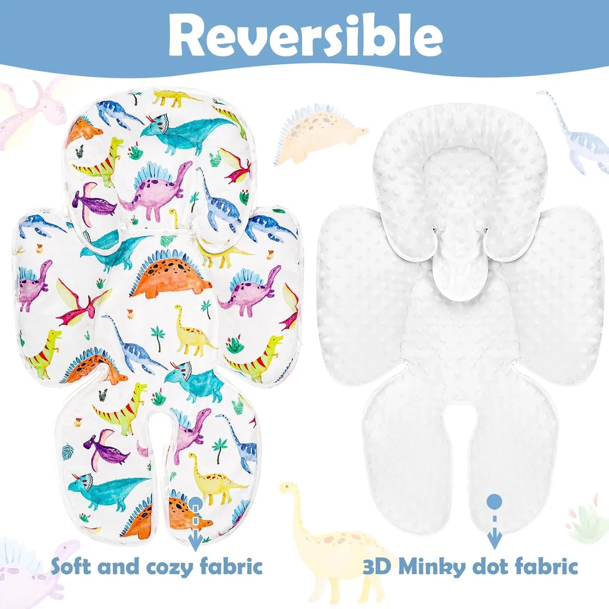 Hooyax Baby Autositz-Kissen, Kopf- und Körperstütze für Babyschalen, Einlage für Babyschalen, Kopfstützenkissen für Neugeborene für Kinderwagen, Babywippen, Schaukeln, Dinosaurier