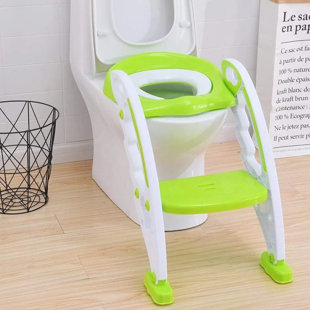Topfchen Sitz Fir Kinder, Töpfchen-Toilettensitz-Baby-Kleinkind-Kinder-Toiletten-Trainer Mit Trittleiter Für Jungen Und Mädchen,Green-Cushion