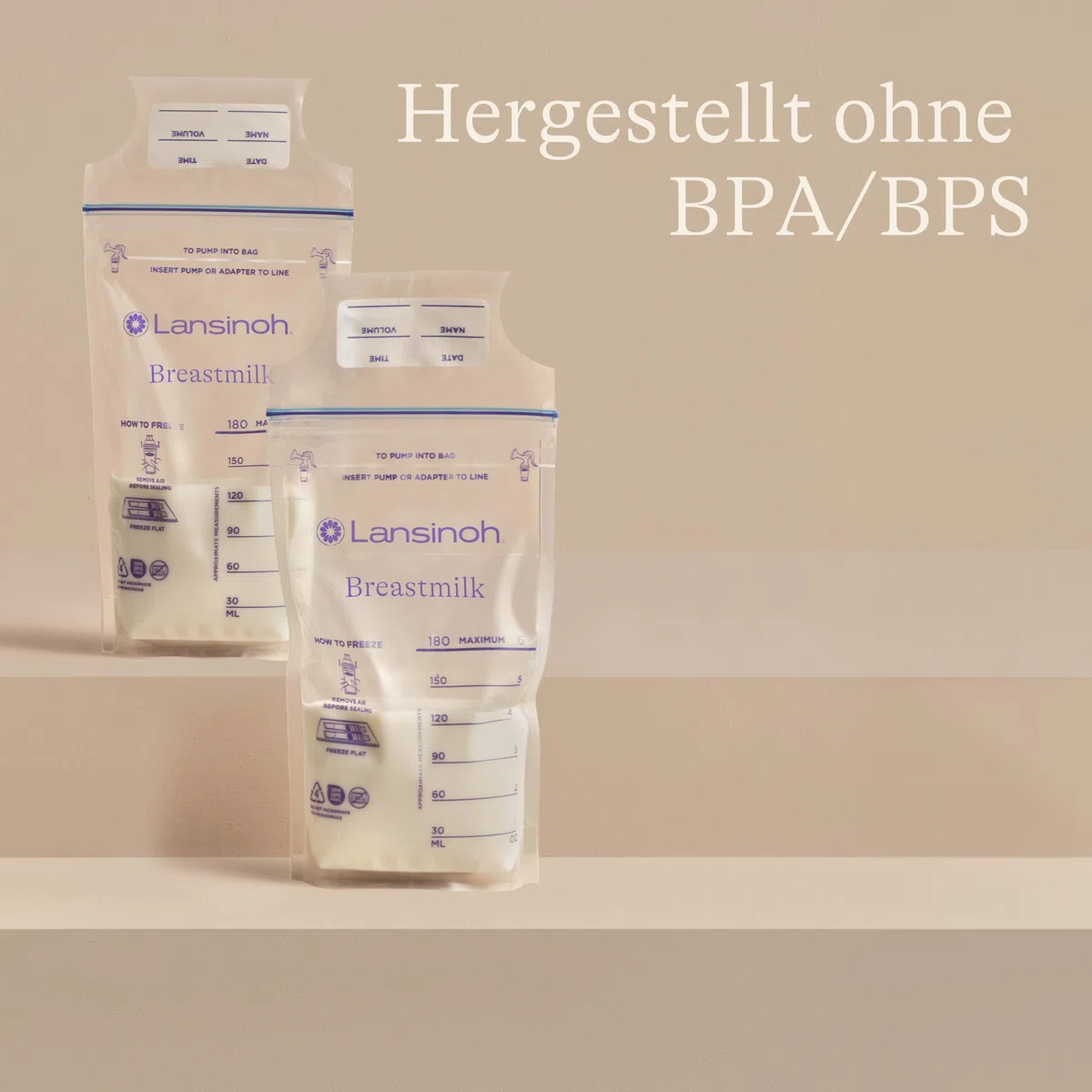 Lansinoh Muttermilchbeutel - 75 Stück - zum sicheren Aufbewahren und Einfrieren von Muttermilch - hygienisch & platzsparend