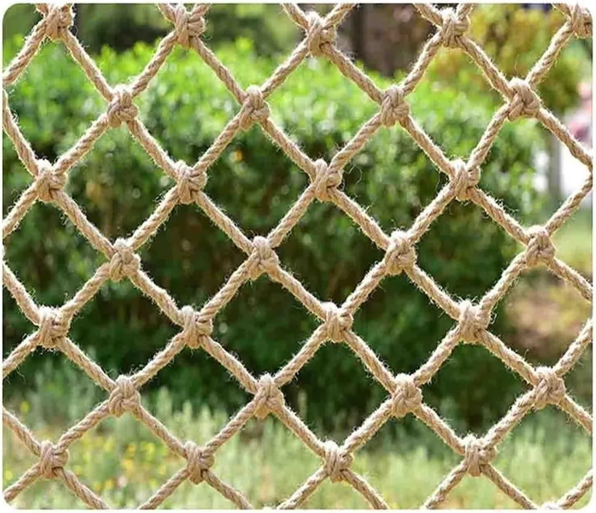 Jute-Pflanzen-Ranknetz für Kletterpflanzen, große Maschenstütze für Gartenerbsen & Bohnen, ideal für Gewächshaus & Außenbereich, Pflanzenkletterhilfe