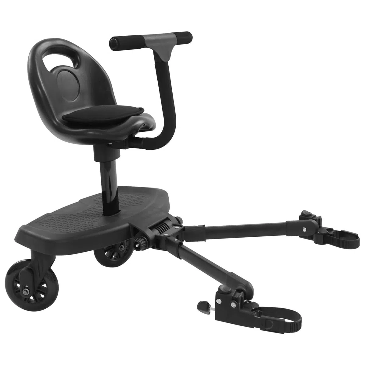 Universal Buggy Board mit Abnehmbarem Sitz - Verstellbare Kinderwagen-Fußplatte für Kinder von 2-6 Jahren, 360° Räder & Stoßdämpfung, Kompatibel mit den Meisten Kinderwagen