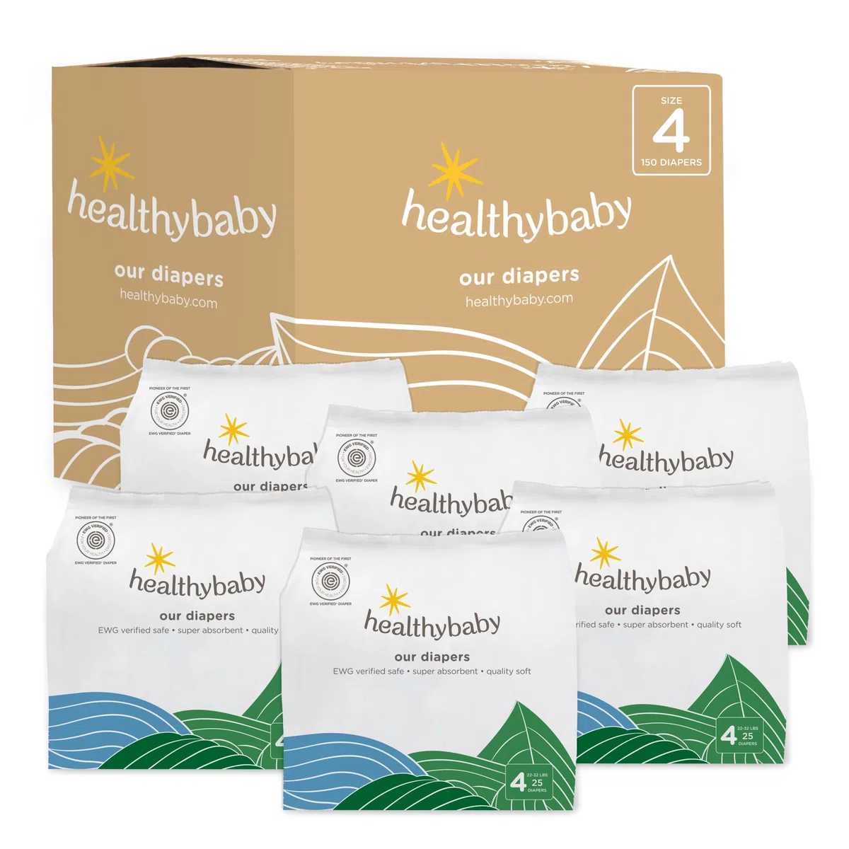 HealthyBaby Ungiftige Windeln für empfindliche Haut, Größe 4, 150 Stück