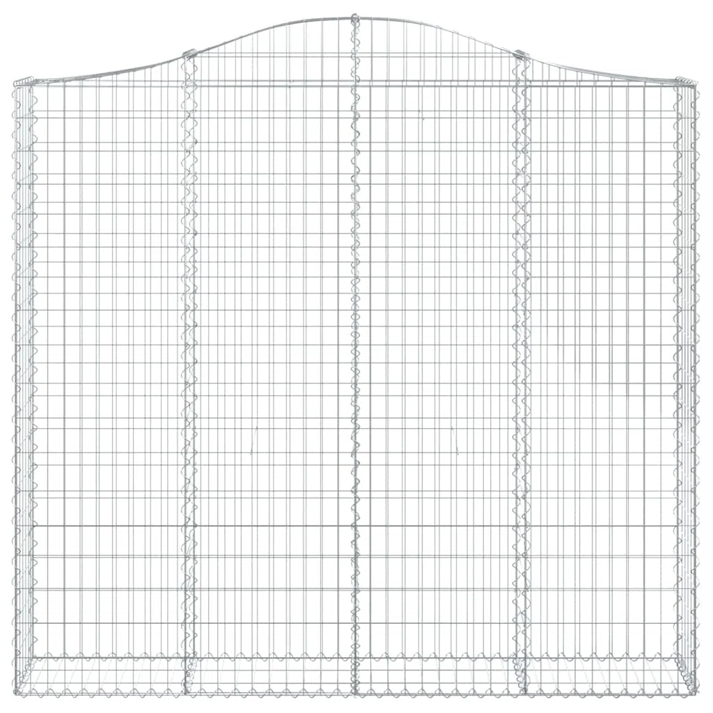 Gabione mit Hochbogen 200x30x180/200 cm aus verzinktem Eisen wetterfest Gartenwand Dekoration Windschutz robust