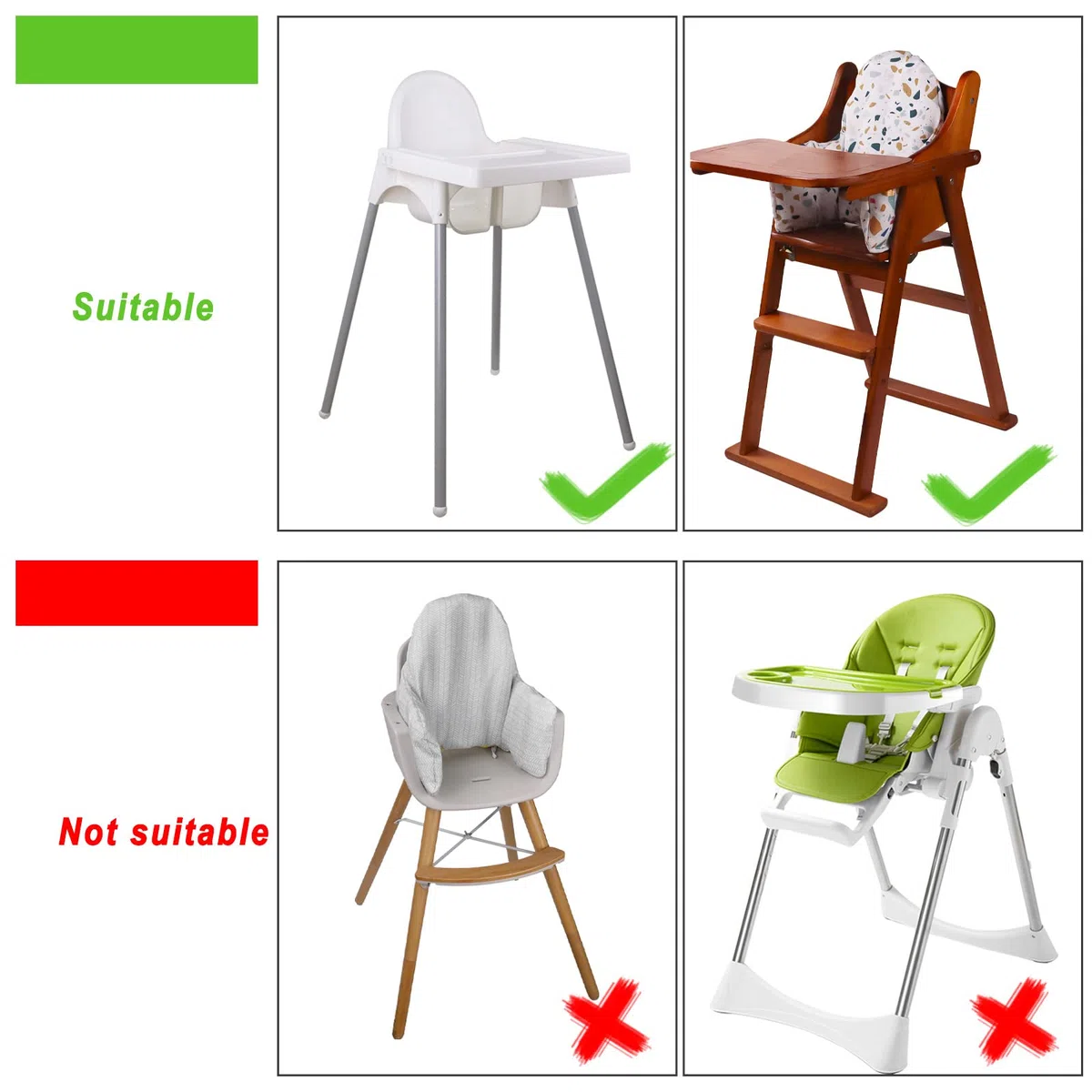 Kissen Für IKEA Antilop Hochstuhl, Eingebautes Aufblasbares Sitzkissen, Baby Sitzt Bequemer (Farbe Stein)