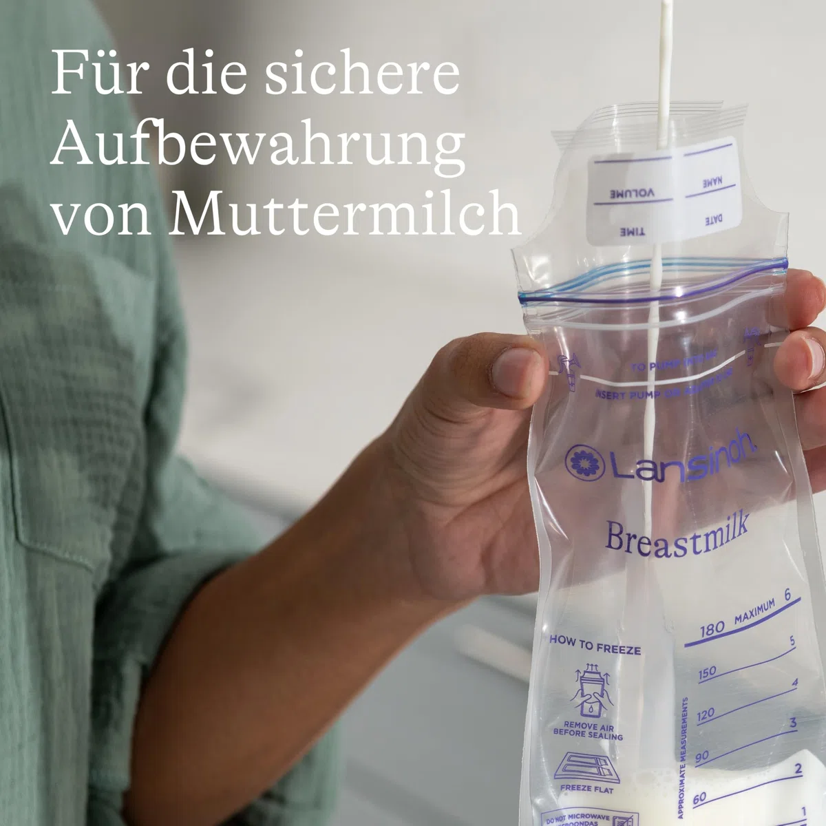 Lansinoh Muttermilchbeutel - 75 Stück - zum sicheren Aufbewahren und Einfrieren von Muttermilch - hygienisch & platzsparend