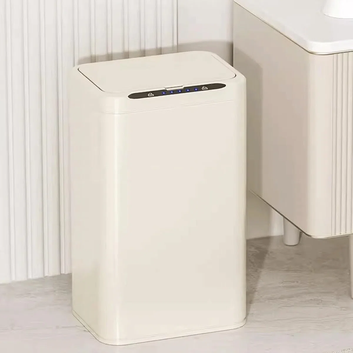 GLigeT Cubo de basura Intelligenter Sensor Mülleimer Haushalt Edelstahl Wohnzimmer Küche mit Deckel Licht Luxus Automatische Toilettenpapierkorb Contenedor de basura(Green,25L)