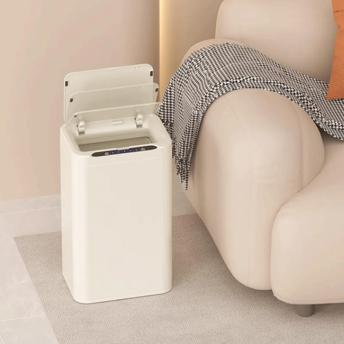 GLigeT Cubo de basura Intelligenter Sensor Mülleimer Haushalt Edelstahl Wohnzimmer Küche mit Deckel Licht Luxus Automatische Toilettenpapierkorb Contenedor de basura(Green,25L)