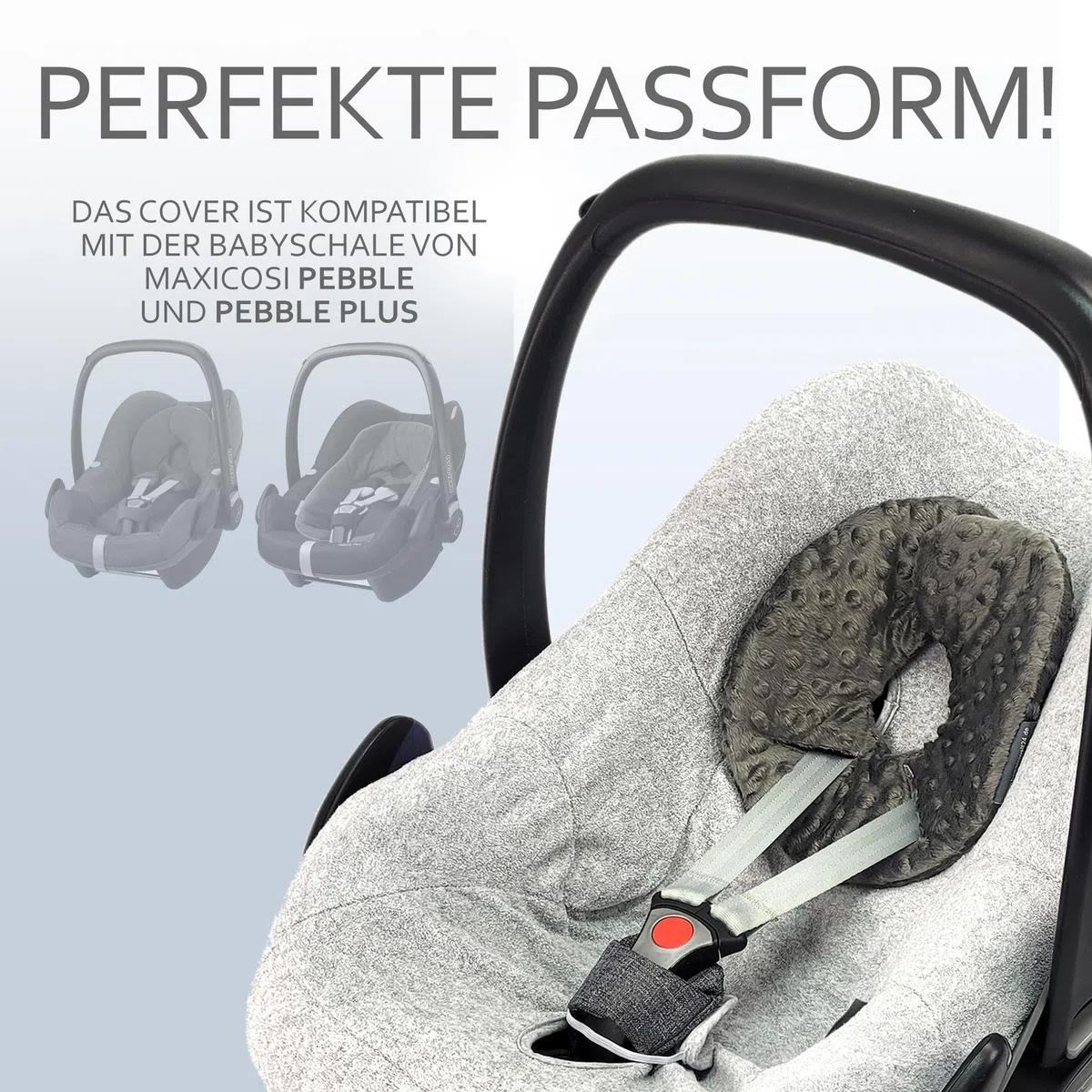 Sommerbezug Babyschale kompatibel mit Maxicosi Pebble & Pebble Plus - Atmungsaktiver Schonbezug Baumwolle - weich, passgenau Gurtschlitzen - Ersatzbezug Babysitz, waschbar - GRATIS KP (apfelgrün)