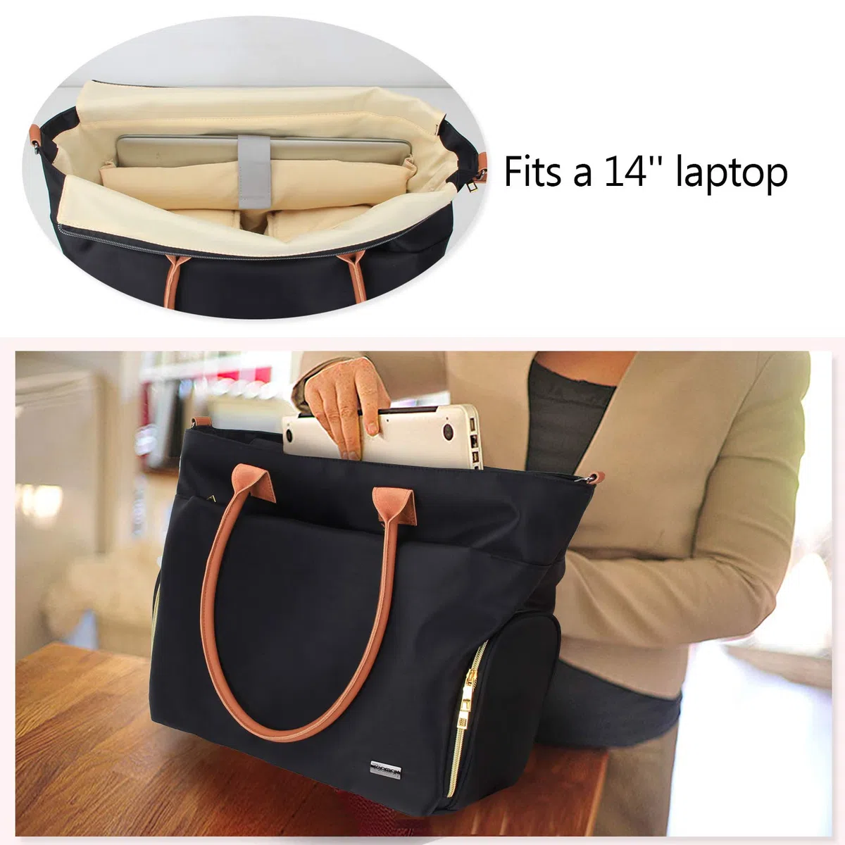 Teamoy Milchpumpen Tasche, kompatibel mit Spectra S1, S2, Medela und Kühltasche, Aufbewahrungstasche für Milchpumpen und Laptop mit Ledergriff für Berufstätige Mütter, Schwarz (NUR TASCHE)