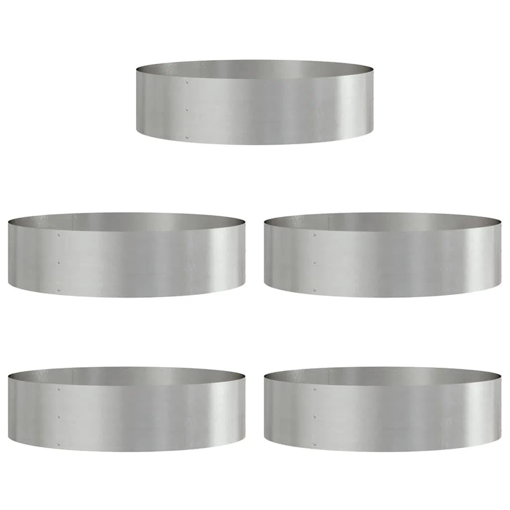 Pflanzenring 5 STK. Silber 80 x 80 x 20 cm Edelstahl Garten Robust
