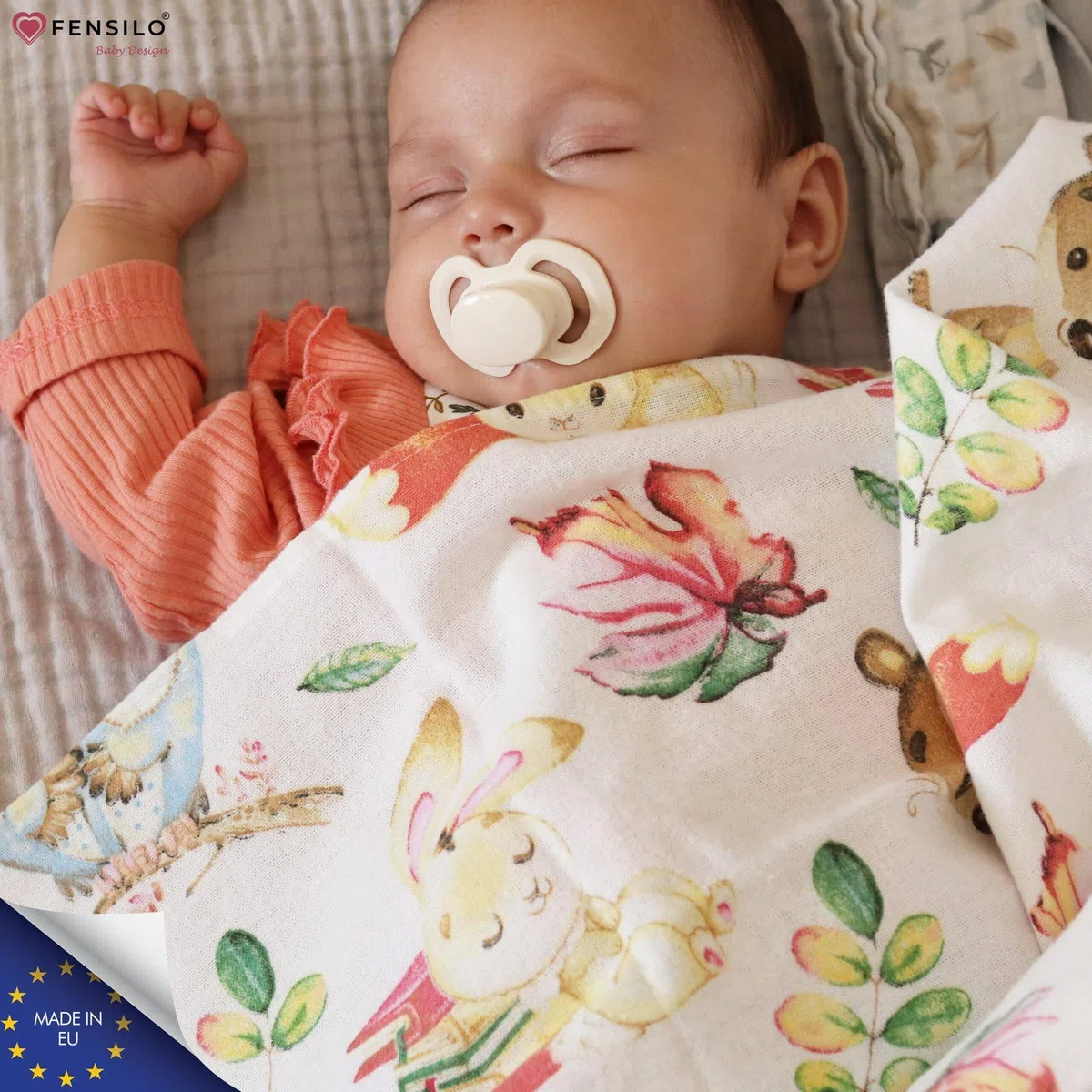 FENSILO Moltontücher, 5er Pack-Flanellwindeln aus 100% Baumwolle-80x80cm, Spucktücher Baby, Flanell Moltontuch Spucktücher für Jungen oder Mädchen
